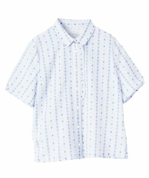 CARA O CRUZ / キャラ・オ・クルス シャツ・ブラウス | 幾何学柄フリルシャツ【DEVEAUX】(コバルトブルー)