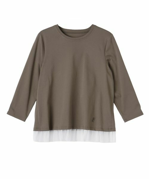 CARA O CRUZ / キャラ・オ・クルス カットソー | 裾チュールクルーネックカットソー（カーキ系）