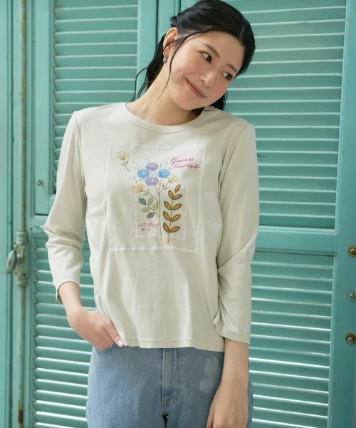 CARA O CRUZ / キャラ・オ・クルス カットソー | フラワー刺繍デザインカットソー | 詳細1