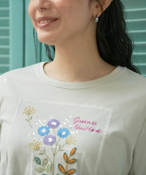 CARA O CRUZ / キャラ・オ・クルス カットソー | フラワー刺繍デザインカットソー | 詳細14