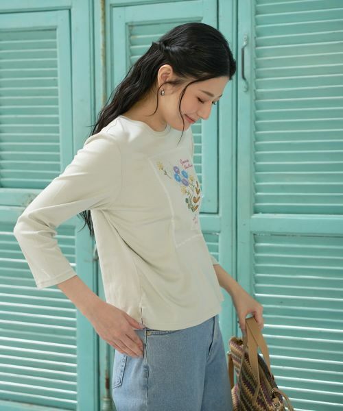 CARA O CRUZ / キャラ・オ・クルス カットソー | フラワー刺繍デザインカットソー | 詳細4