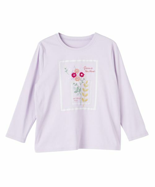 CARA O CRUZ / キャラ・オ・クルス カットソー | フラワー刺繍デザインカットソー（ライラック）