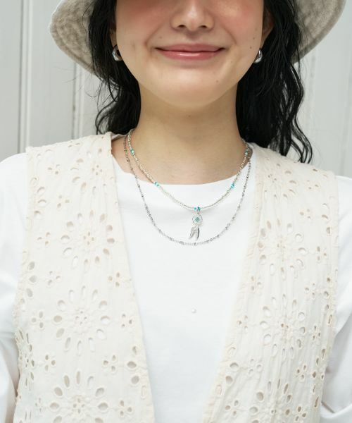 CARA O CRUZ / キャラ・オ・クルス ネックレス・ペンダント・チョーカー | フェザーモチーフ二連ネックレス（アッシュグレー）