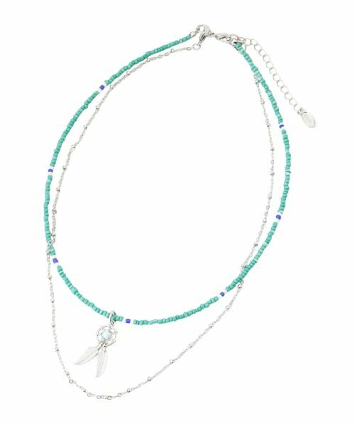 CARA O CRUZ / キャラ・オ・クルス ネックレス・ペンダント・チョーカー | フェザーモチーフ二連ネックレス（グリーン）