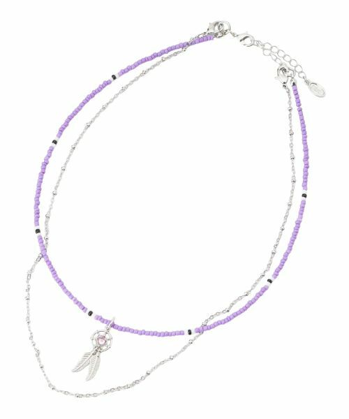 CARA O CRUZ / キャラ・オ・クルス ネックレス・ペンダント・チョーカー | フェザーモチーフ二連ネックレス（ラベンダー）