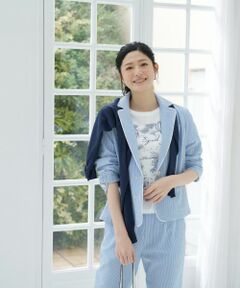 CARA O CRUZ / キャラ・オ・クルス テーラードジャケット | 洗える シアサッカーパイピングジャケット