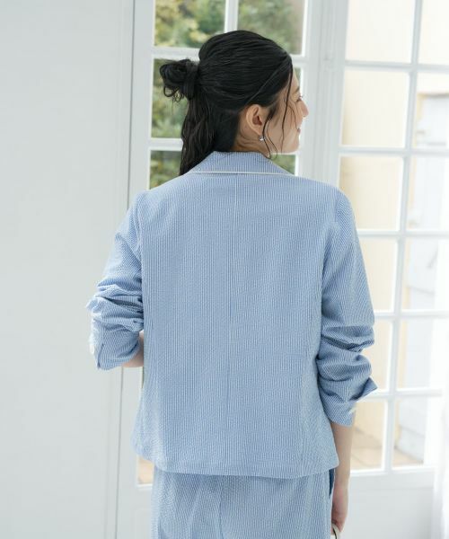 CARA O CRUZ / キャラ・オ・クルス テーラードジャケット | 洗える シアサッカーパイピングジャケット | 詳細11