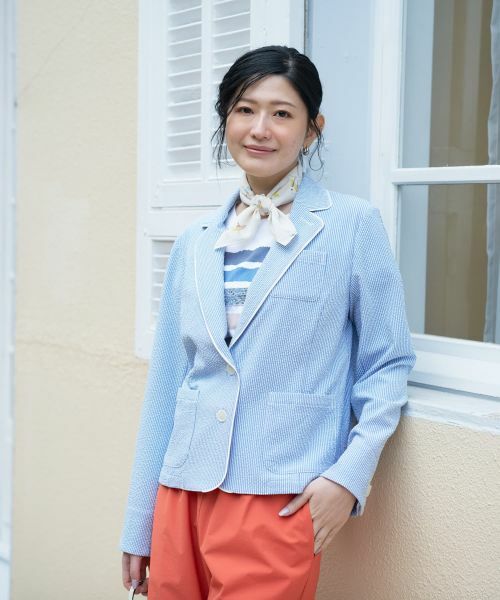 CARA O CRUZ / キャラ・オ・クルス テーラードジャケット | 洗える シアサッカーパイピングジャケット | 詳細15