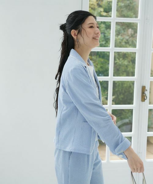 CARA O CRUZ / キャラ・オ・クルス テーラードジャケット | 洗える シアサッカーパイピングジャケット | 詳細9