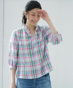 CARA O CRUZ / キャラ・オ・クルス シャツ・ブラウス | マドラスチェックの麻ブラウス【SOMELOS】