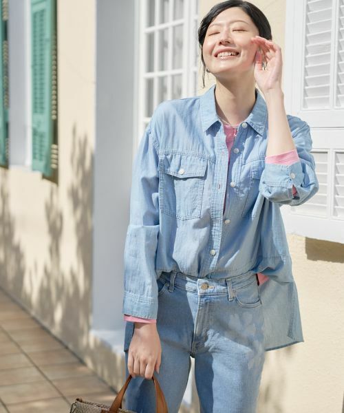 CARA O CRUZ / キャラ・オ・クルス シャツ・ブラウス | 洗える チュニックのウルトラライトオンデニムシャツ | 詳細1