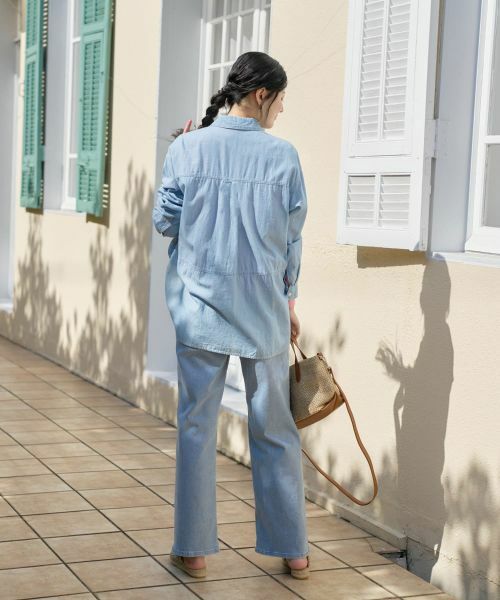 CARA O CRUZ / キャラ・オ・クルス シャツ・ブラウス | 洗える チュニックのウルトラライトオンデニムシャツ | 詳細14