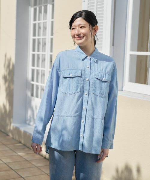 CARA O CRUZ / キャラ・オ・クルス シャツ・ブラウス | 洗える チュニックのウルトラライトオンデニムシャツ | 詳細15