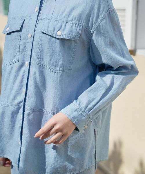 CARA O CRUZ / キャラ・オ・クルス シャツ・ブラウス | 洗える チュニックのウルトラライトオンデニムシャツ | 詳細17