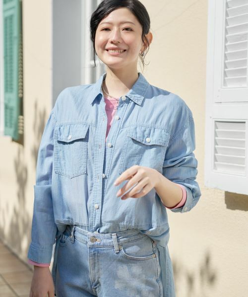 CARA O CRUZ / キャラ・オ・クルス シャツ・ブラウス | 洗える チュニックのウルトラライトオンデニムシャツ | 詳細2