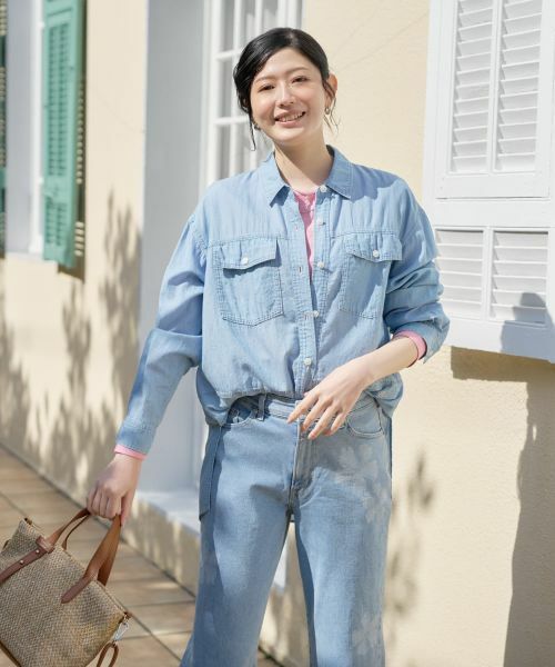 CARA O CRUZ / キャラ・オ・クルス シャツ・ブラウス | 洗える チュニックのウルトラライトオンデニムシャツ | 詳細3