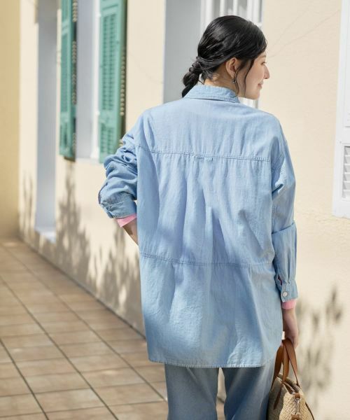 CARA O CRUZ / キャラ・オ・クルス シャツ・ブラウス | 洗える チュニックのウルトラライトオンデニムシャツ | 詳細5