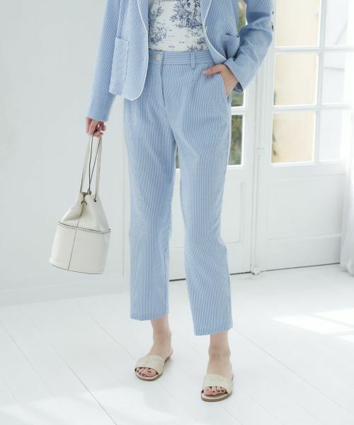 CARA O CRUZ / キャラ・オ・クルス その他パンツ | 洗える シアサッカーパンツ | 詳細1