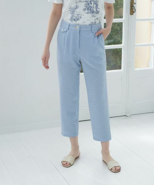 CARA O CRUZ / キャラ・オ・クルス その他パンツ | 洗える シアサッカーパンツ(コバルトブルー)