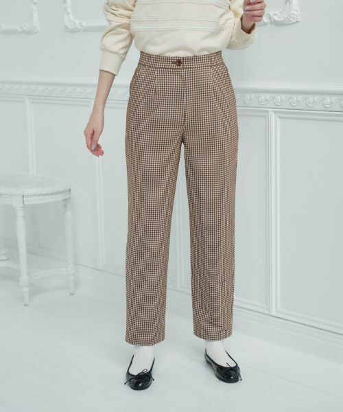 CARA O CRUZ / キャラ・オ・クルス その他パンツ | チェックストレートパンツ【CoC by CARA O CRUZ】（ダークブラウン）