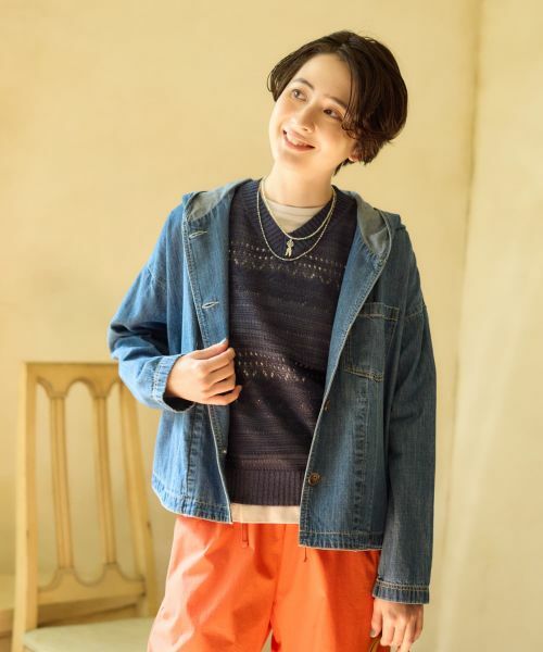 CARA O CRUZ / キャラ・オ・クルス テーラードジャケット | 洗える デニムフーデッドジャケット【CoC by CARA O CRUZ】【セットアップ】 | 詳細4