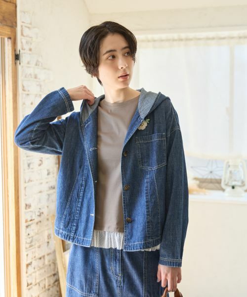 CARA O CRUZ / キャラ・オ・クルス テーラードジャケット | 洗える デニムフーデッドジャケット【CoC by CARA O CRUZ】【セットアップ】 | 詳細6