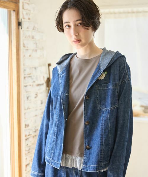 CARA O CRUZ / キャラ・オ・クルス テーラードジャケット | 洗える デニムフーデッドジャケット【CoC by CARA O CRUZ】【セットアップ】 | 詳細8