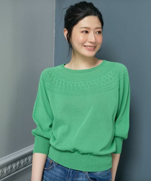 CARA O CRUZ / キャラ・オ・クルス ニット・セーター | ホールガーメントニットプルオーバー（グリーン系）
