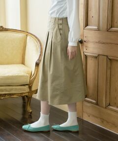 CARA O CRUZ / キャラ・オ・クルス ミニ・ひざ丈スカート | 洗えるサイドボタンフレアスカート