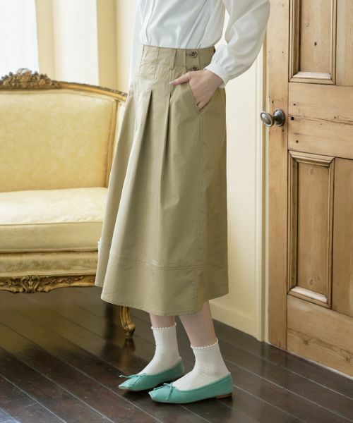 CARA O CRUZ / キャラ・オ・クルス ミニ・ひざ丈スカート | 洗えるサイドボタンフレアスカート | 詳細10