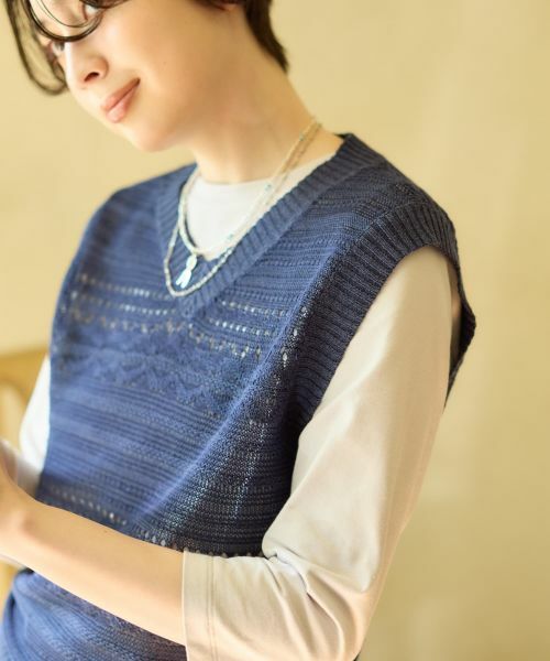 CARA O CRUZ / キャラ・オ・クルス テーラードジャケット | 透かし編みニットベスト【CoC by CARA O CRUZ】 | 詳細15