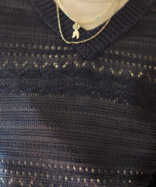 CARA O CRUZ / キャラ・オ・クルス テーラードジャケット | 透かし編みニットベスト【CoC by CARA O CRUZ】 | 詳細17