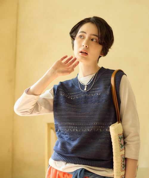 CARA O CRUZ / キャラ・オ・クルス テーラードジャケット | 透かし編みニットベスト【CoC by CARA O CRUZ】 | 詳細4