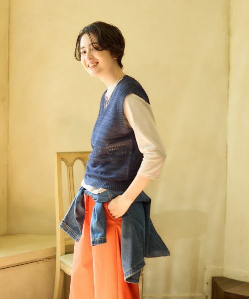 CARA O CRUZ / キャラ・オ・クルス テーラードジャケット | 透かし編みニットベスト【CoC by CARA O CRUZ】 | 詳細5