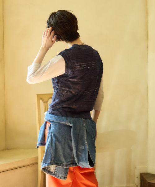 CARA O CRUZ / キャラ・オ・クルス テーラードジャケット | 透かし編みニットベスト【CoC by CARA O CRUZ】 | 詳細6