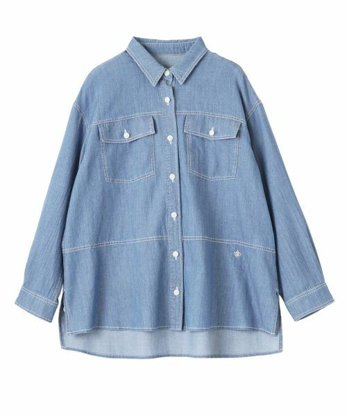 CARA O CRUZ / キャラ・オ・クルス シャツ・ブラウス | 洗える チュニックのウルトラライトオンデニムシャツ(ロイヤルブルー)