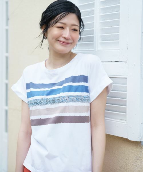 CARA O CRUZ / キャラ・オ・クルス Tシャツ | 洗える マルチボーダーTシャツ【MUSETTI】 | 詳細1