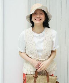 洗える カットワークレースジレ