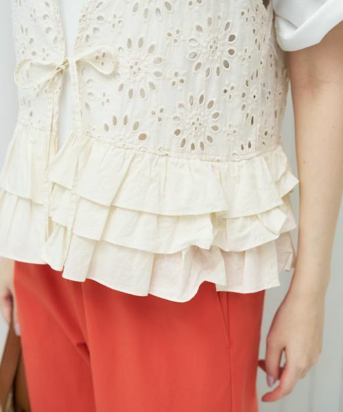 CARA O CRUZ / キャラ・オ・クルス テーラードジャケット | 洗える カットワークレースジレ | 詳細15