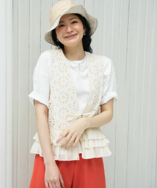 CARA O CRUZ / キャラ・オ・クルス テーラードジャケット | 洗える カットワークレースジレ | 詳細3