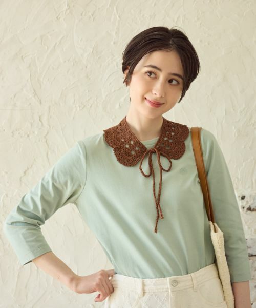 CARA O CRUZ / キャラ・オ・クルス カットソー | ロゴ刺繍クルーネックカットソー | 詳細1