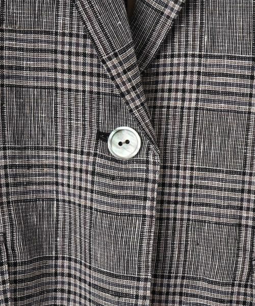 CARA O CRUZ / キャラ・オ・クルス テーラードジャケット | 麻のチェック柄 テーラードジャケット | 詳細20