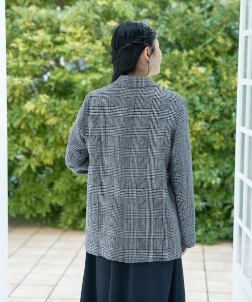 CARA O CRUZ / キャラ・オ・クルス テーラードジャケット | 麻のチェック柄 テーラードジャケット | 詳細7
