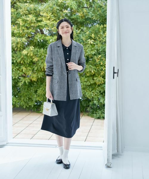 CARA O CRUZ / キャラ・オ・クルス テーラードジャケット | 麻のチェック柄 テーラードジャケット | 詳細8