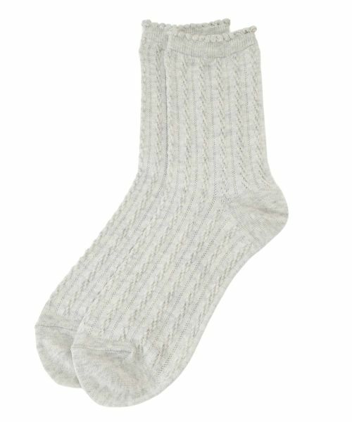 CARA O CRUZ / キャラ・オ・クルス ソックス | 透かしケーブル編みソックス（ライトグレー）