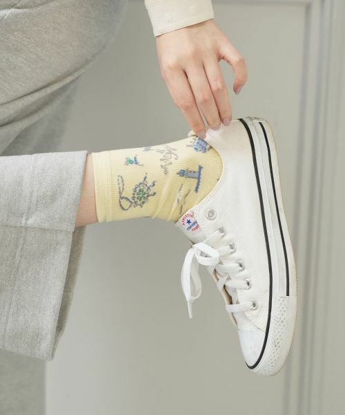 CARA O CRUZ / キャラ・オ・クルス ソックス | シーサイドモチーフソックス（レモンイエロー系）