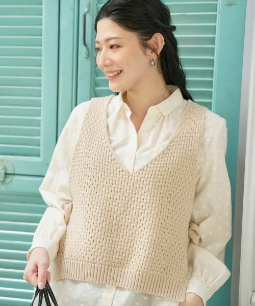 CARA O CRUZ / キャラ・オ・クルス その他小物 | Vネックのニットベスト（ベージュ）