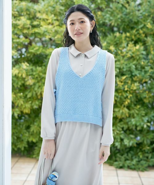 CARA O CRUZ / キャラ・オ・クルス その他小物 | Vネックのニットベスト（スカイブルー）