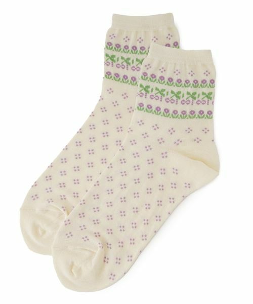 CARA O CRUZ / キャラ・オ・クルス ソックス | ボタニカル柄ショートソックス（カナリーイエロー）