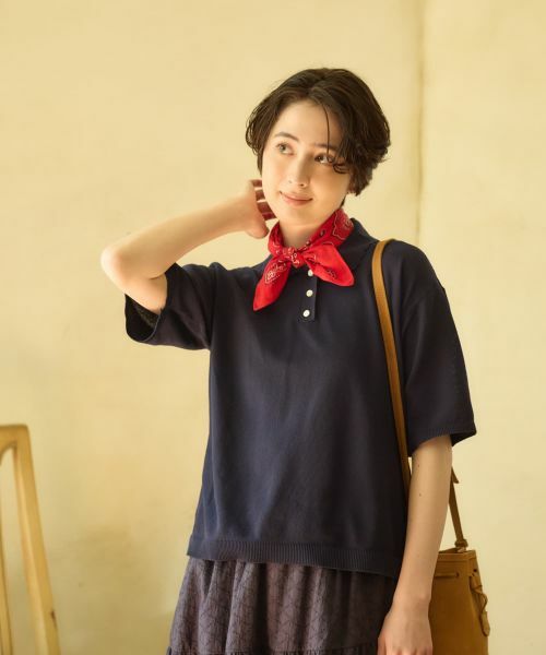 CARA O CRUZ / キャラ・オ・クルス ポロシャツ | スカラップ襟ニットポロシャツ | 詳細1